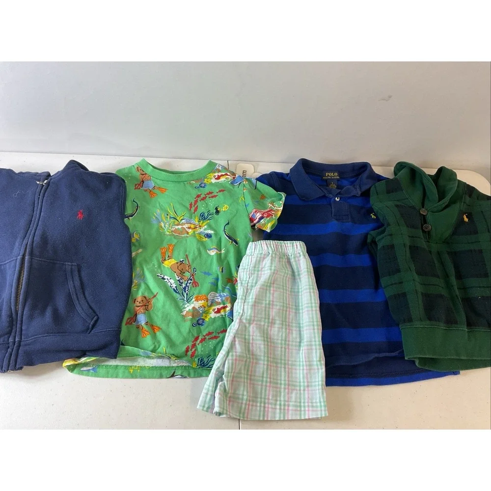 Boys Clothes Lot Size 4/5 5‎ Pc Polo Ralph Lauren Hoodie Henley Shirts Shorts